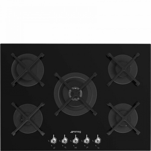 Table gaz – 72 cm – plan en verre standard noir – bord droit – 5 brûleurs gaz do