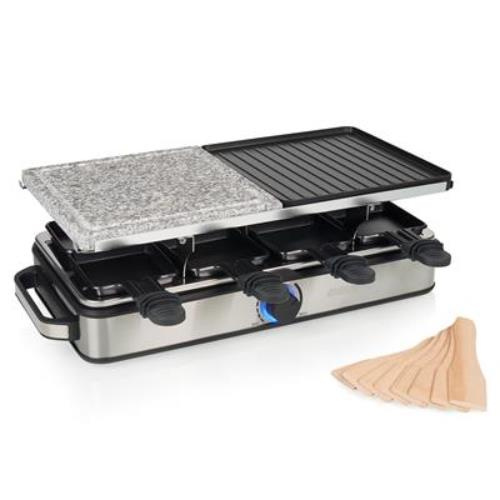 Appareil à raclette – Stone and Grill Deluxe 8 Habillage en inox – Thermostat