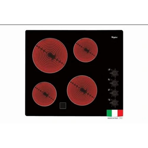 Table vitrocéramique, noire, 60cm, 4 foyers, manette latérales, 6200W, 6 niveaux