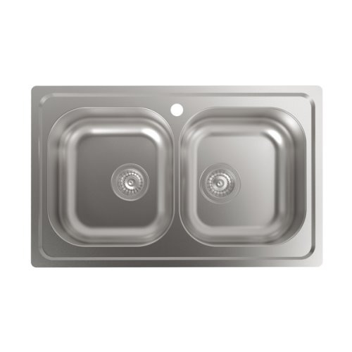 Double évier carré inox 79x50cmInstallation en 80cmProfondeur 20cmAcier inox