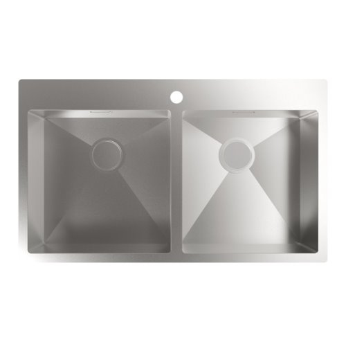 Double évier carré inox 86x51cmInstallation en 90cmProfondeur 20cmAcier inox