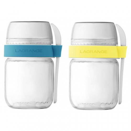 Lot de 2 pots yaourts compartimentés Céleste et Citron
