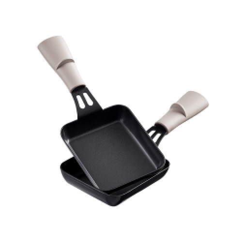 Lot de 2 poêlons raclette rectangulaires manche Minéral