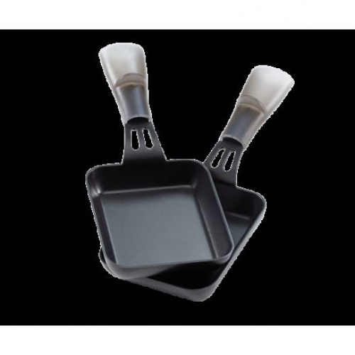 Lot de 2 poêlons raclette rectangulaires manche Gris