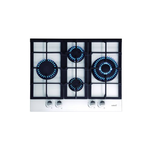 Plaque gas en blanc 4 feux avec zone triple couronneGas ville/butaneGrilles/br