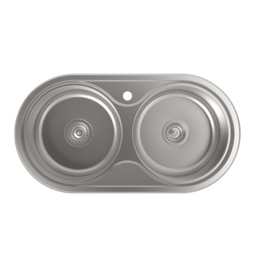 Double évier rond inox 85x45cmInstallation en 90cmProfondeur 18cmAcier inox A