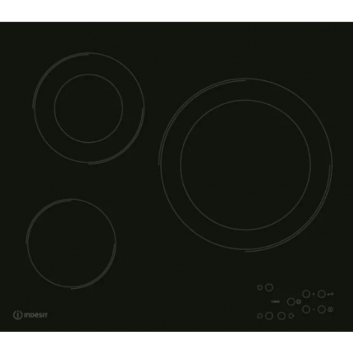 Table vitrocéramique, sensitif, noir, 60 cm, 3 radiants, puissance totale 5700 W