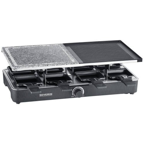 Raclette gril, pierre et plaque de cuisson, surface de cuisson 46 x 23 cm, noir,