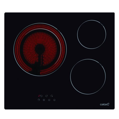 Plaque vitro 60cm 3 zones (1 zone 27-21cm/18cm/14cm)Contrôles tactiles avec bip