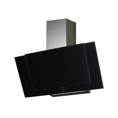 Hotte murale verticale inclinée 90cm avec panneau controles tactile et panneau d