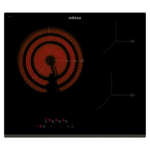 Frontal bevelled radiant vitroceramic hob
3 Zone: One of 28/22/15,5 cm, one of 1