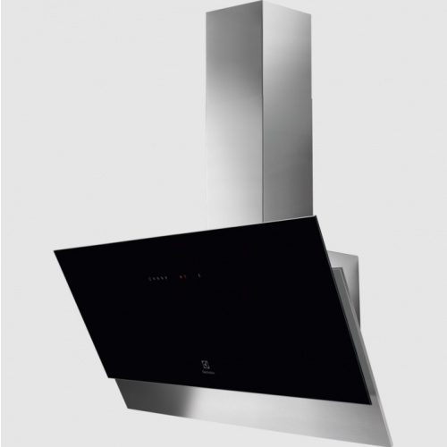Hotte décorative verticale 90 cm – Série 600 – Couleur:Noir et inox – Connection