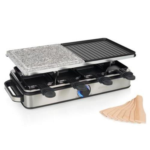 Appareil à raclette 8 pierre et grill Deluxe – Habillage en inox – Thermostat ré