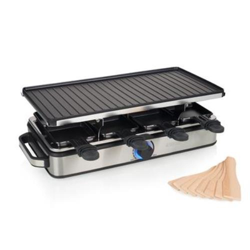 Appareil à raclette 8 Deluxe – Habillage inox – Plaque de cuisson réversible
