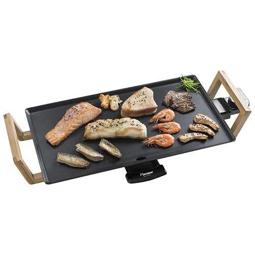 Plancha électrique – Plaque 47 x 26 cm – Poignées Bambou – Revêtement adhésif –