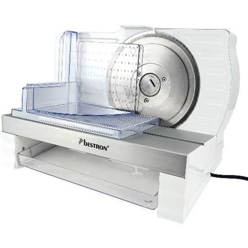 Trancheuse – Fonte d’aluminium – Lames en acier inoxydable – 150W – Blanc