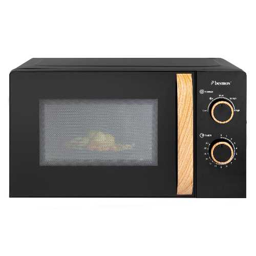 Four micro-ondes – 20L – 5 programmes – Panneau analogique – 1100W- Black & Wood