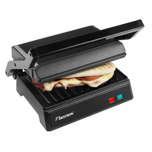 Grill à panini/viande – Le grill s’ouvre à 180° – Bac récupération de graisse –