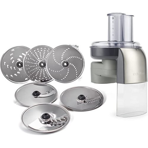 SLICER-SHREDDER. CONTINUOUS ACTION, 7 DISCS, EXTENSION CHUTE FOR DIRECTING FOOD