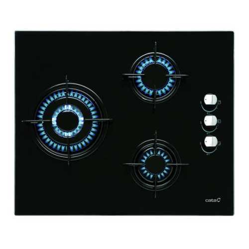 “3 gas burners:
Left: 1 triple ring of 3.5kW
Rear Right: 1 semi-fast of 1.75kW
F