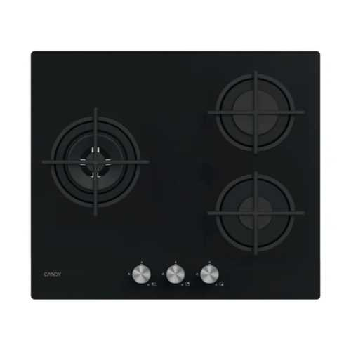 Plaque verre gaz 60 cm Candy CSG63B4PB – 3 feux – 4,0 / 2,7 / 1,0 (kW) – Puissan