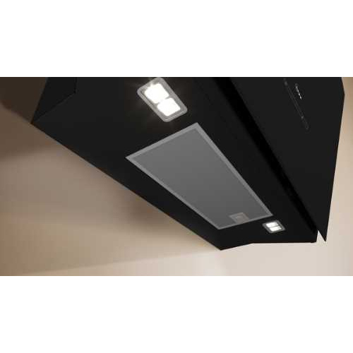 Design: Hotte inclinée Montage mural Hotte en verre noir Fonctionnement en