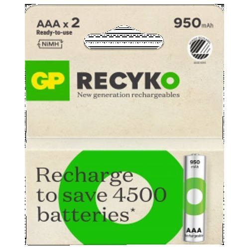Blister de 2 piles rechargeable Recyko+ AAA 950mAh