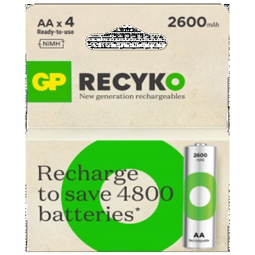 Blister de 4 piles rechargeable Recyko+ AA 2600mAh