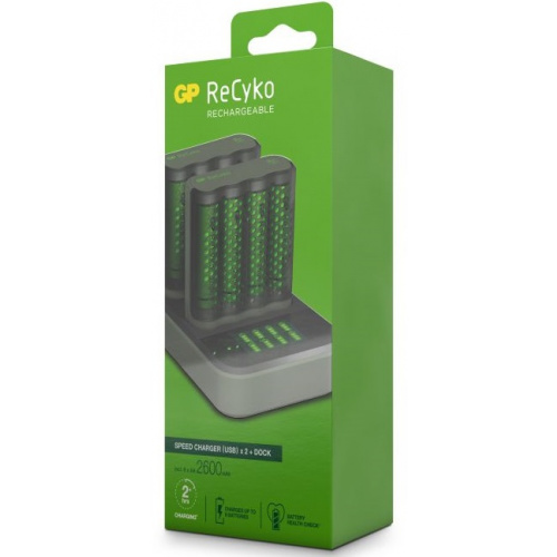 2 Chargeurs rapides 2-4 heures M451 USB + 8 accus AA 2600 mAh + station double
