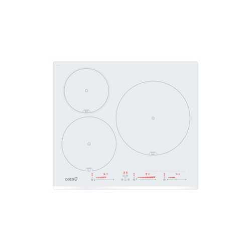 « 60cm induction hob 3 zones: 
1 zone of 30cm diameter,
1 zone of 23cm diameter a