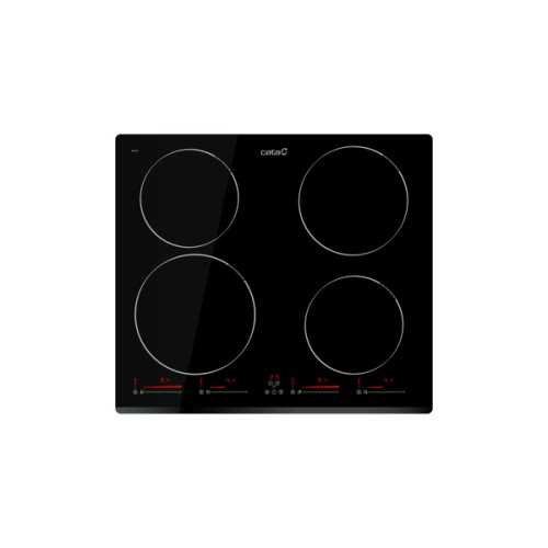 « 4 cooking areas:
Front Right: 1 area with Booster function of Ø185mm of 1.2kW (