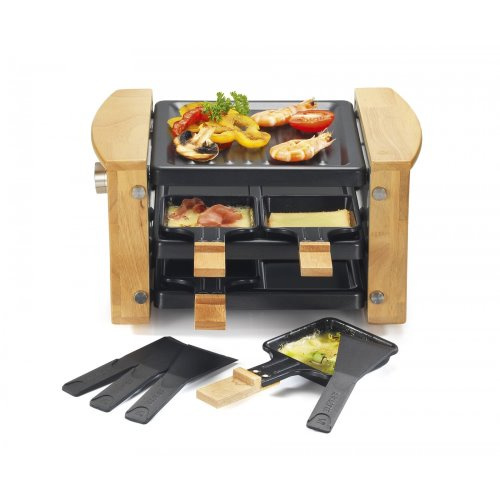 raclette 4 poêlons 650W bois – range poêlons