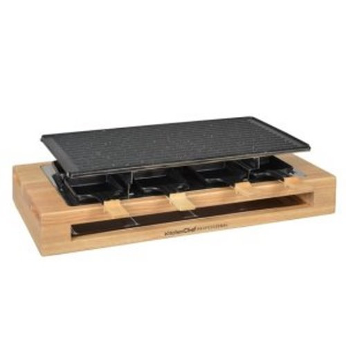 raclette 8 poêlons + 2 range pôelons 1200W bois
