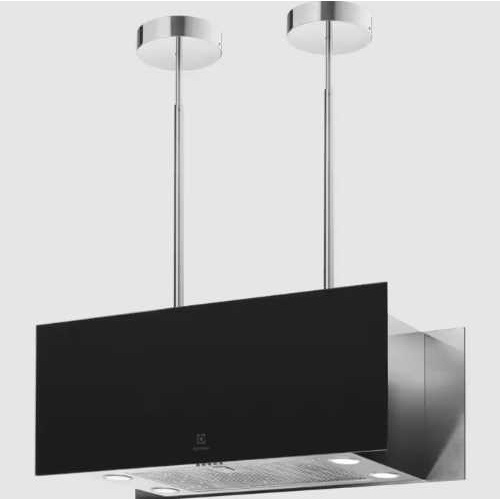 Hotte îlot – Couleur:Noir mat – Dimensions H / L / P (mm):510min -850maxi /900/3