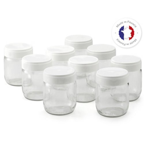« Lot de 9 pots pour yaourtière «  »Ligne » » »
