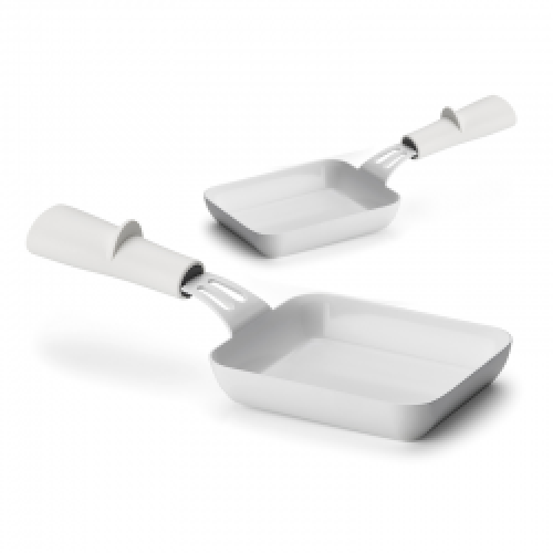 Lot de 2 poêlons raclette rectangulaires céramiques manche blanc