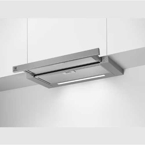 Hotte tiroir – Couleur:Gris – Dimensions H / L / P (mm):395/598/300 – Commandes
