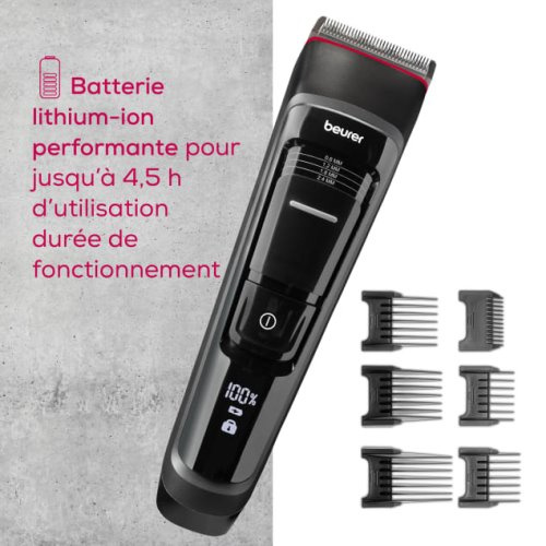 Tondeuse à cheveux, 7 embouts, 6 sabots, 4 niveaux de réglages, 0,6, 1,2, 1,8, 2