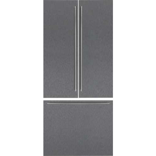 Façades de portes en inox brossé foncé, avec poignées inox.  Pour RVY 497.  Epai