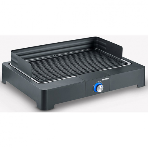 Barbecue de table, noir,  2200 W, grille en fonte 44,5 x 26 cm, pare-vent, cordo