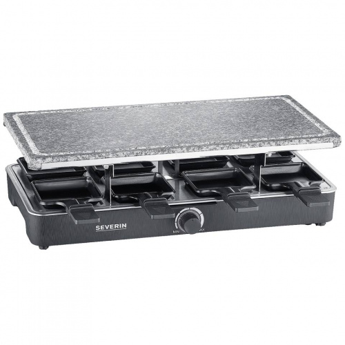 Raclette gril, pierre de cuisson 46 x 23 cm, noir, 1400 W, 8 parts