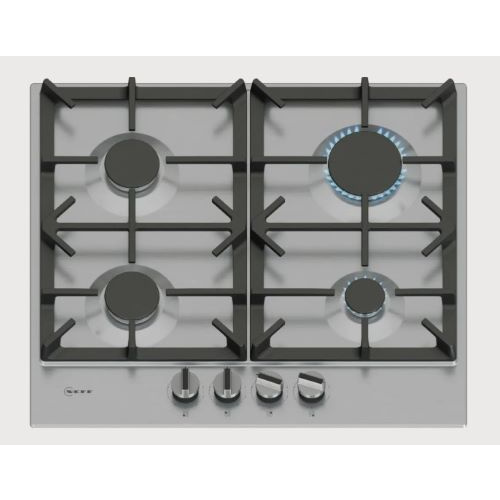 Design   Surface inox  Porte-casseroles en fonte, émaillés noir  Boutons de comm
