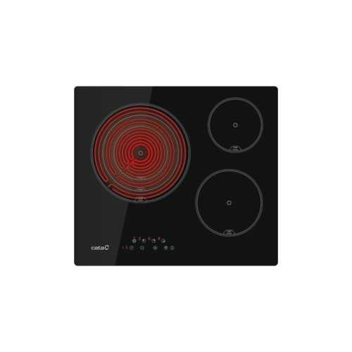 “3 High Light cooking areas:
Front Right: 1 area of ø185mm of 1.8kW
Rear Right: